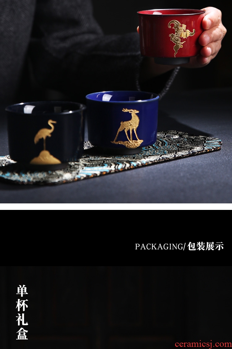 The Product porcelain sink/Lin yu - shan cup sample tea cup gold master fu lu shou master single glass ceramic trace iron tea set