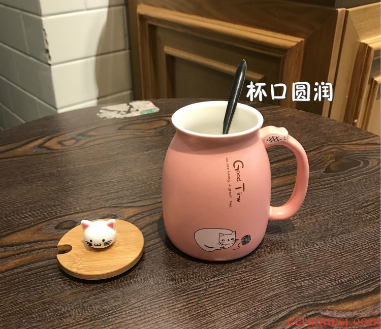 Japanese express cat keller cup creative ceramics with cover spoon couples home men and to ultimately responds a cup of office