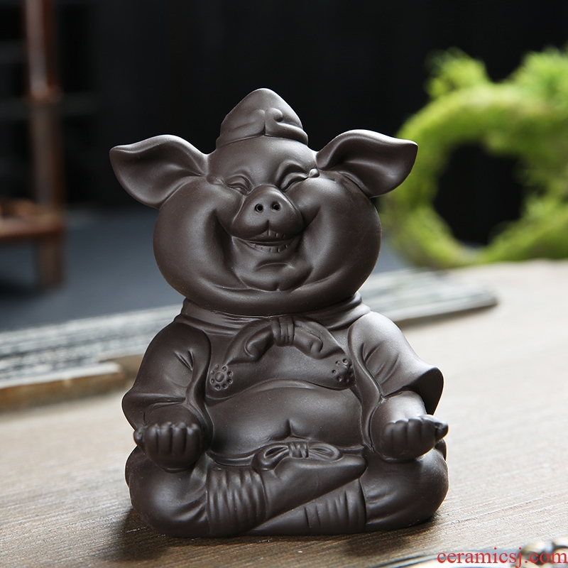 Auspicious margin purple sand tea pet ceramic pig household see lovely raise tea tea tea accessories play small place