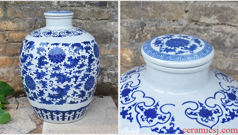 Jingdezhen porcelain ceramic jars 10 jins with leading sealed 50 kg mercifully it archaize empty wine bottle of wine