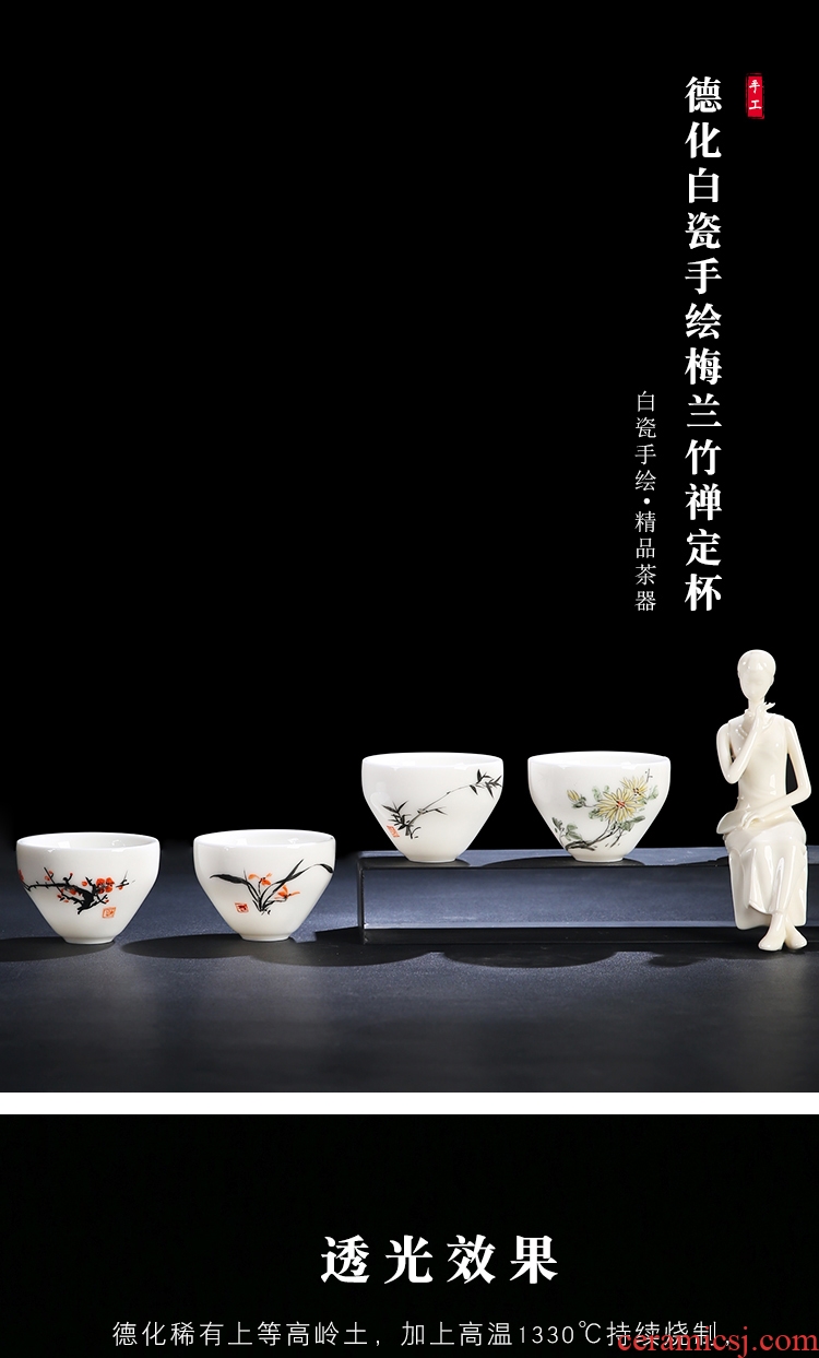 The Product master of dehua white porcelain porcelain remit hand - made by patterns meditation glass ceramic cups master kung fu tea cup