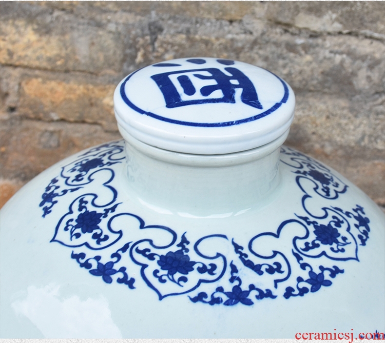 Jingdezhen porcelain ceramic jars 10 jins with leading sealed 50 kg mercifully it archaize empty wine bottle of wine