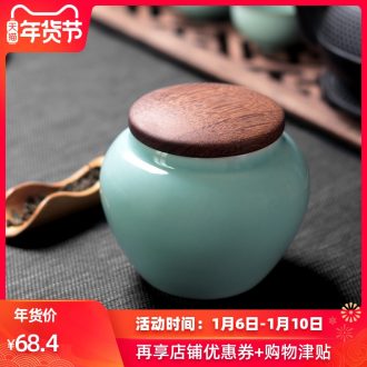 Tea pu 'er Tea as cans ceramic metal portable household longquan celadon seal tin can large chicken wings wood Tea warehouse