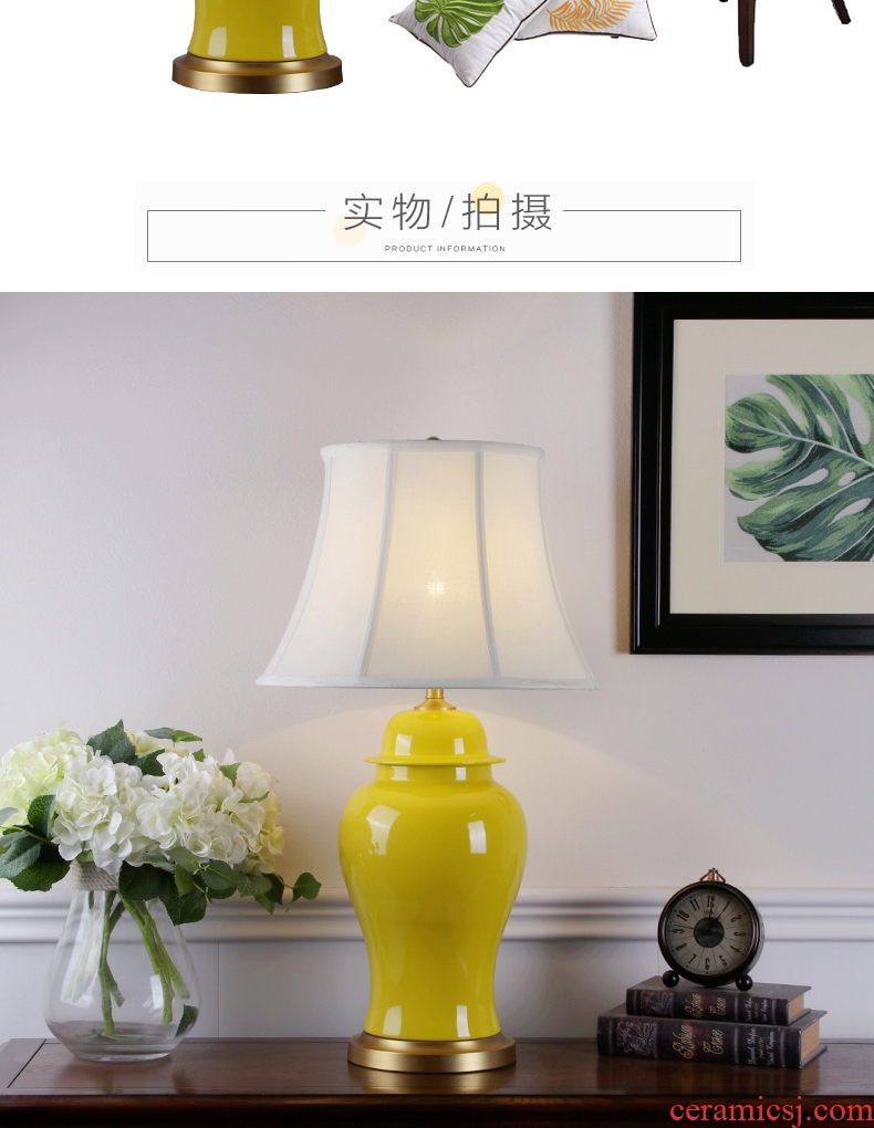 New Chinese style American - style jingdezhen ceramic desk lamp large hotel villa clubhouse bedroom the head of a bed the sitting room porch decoration