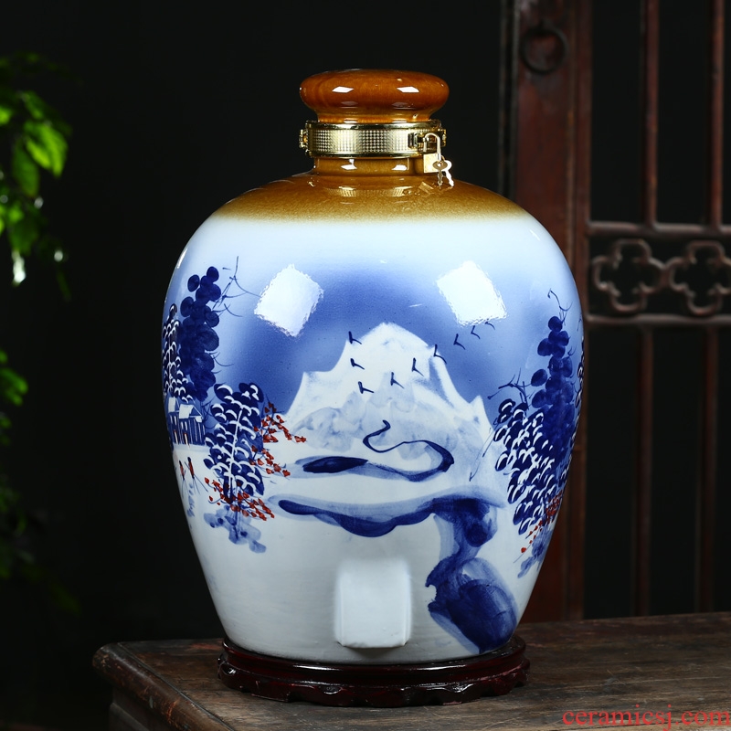 An empty bottle of hand - made ceramic jar of jingdezhen ceramic 10 jins 20 jins household hip belt leading 50 pounds