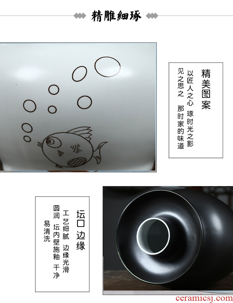 Jingdezhen ceramic double cover kimchi inferior smooth glaze household pickles cylinder seal pot salted egg wine altar bacon