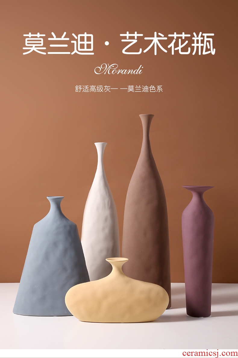 Nordic art element embryo ceramic vase geometrical irregular texture creative handicraft furnishing articles morandi example room