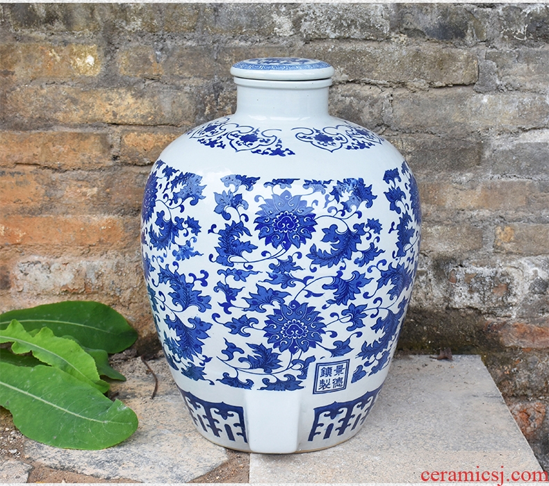 Jingdezhen porcelain ceramic jars 10 jins with leading sealed 50 kg mercifully it archaize empty wine bottle of wine