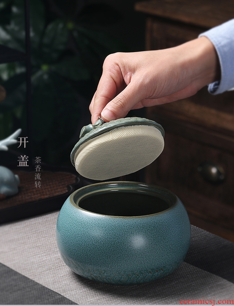 Up with ceramic tieguanyin tea pot half jins seal storage POTS medium moisture green tea pu 'er tea pot