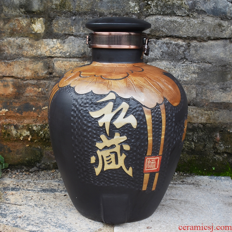 Jingdezhen ceramic jar mercifully wine 10 jins home it 20 jins seal wine jar of antique Chinese wine jars