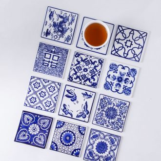 Coasters from jingdezhen ceramic plate of blue and white Chinese style restoring ancient ways coffee cup mat mat square insulating pad spare parts for the tea taking