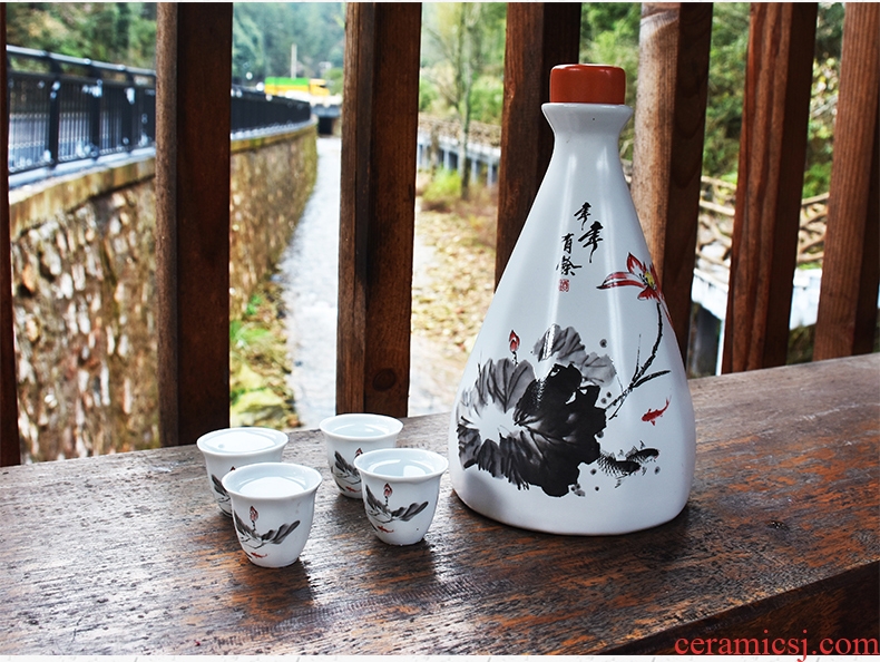 Jingdezhen ceramic bottle suit household gifts hip flask 2 jins with empty bottles with glass mercifully it gift box