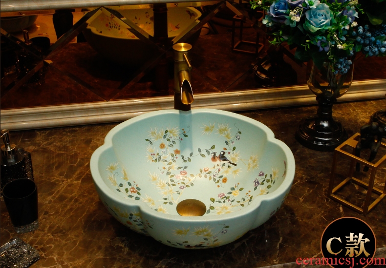 The stage basin American round art basin of new Chinese style restoring ancient ways ceramic face basin bathroom sinks The pool that wash a face to wash your hands