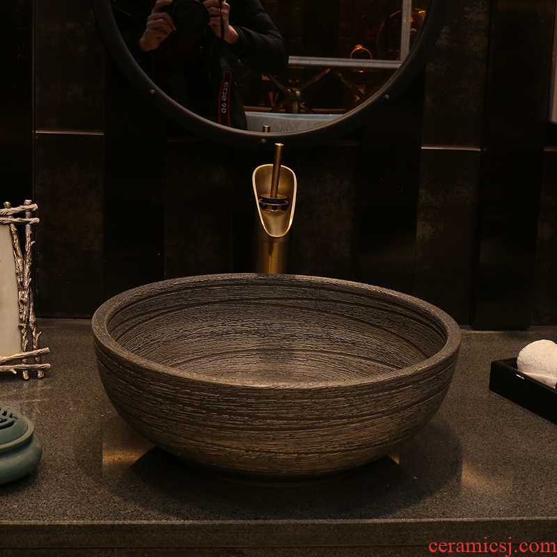 Household restoring ancient ways round ceramic basin stage basin fashion toilet lavabo lavatory for wash dish Chinese style of art