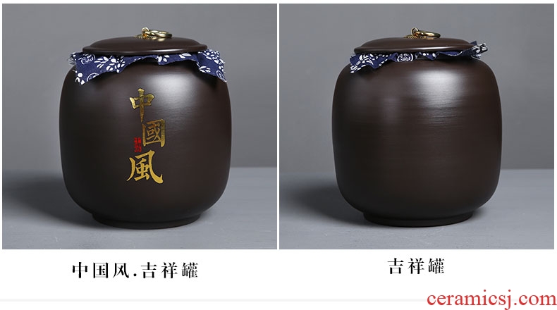 Violet arenaceous caddy fixings ceramic 1 catty 2 jins with large seal pot receives the moistureproof tanks pu - erh tea box of household