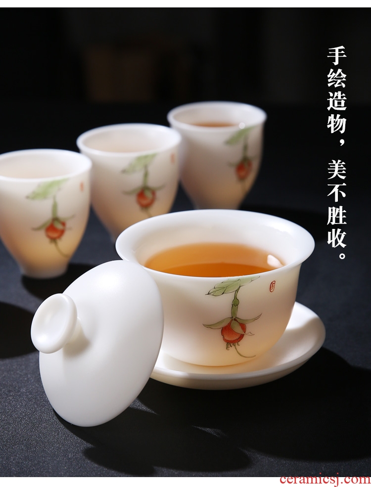 The Product porcelain sink only three tureen dehua white porcelain to large bowl ceramic tea cup private ordering tea set