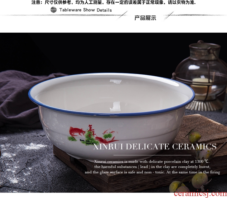 And knead ceramic face basin large thickening xiancai basins basin basin home old live basin porcelain basin that wash a face bask in sauce