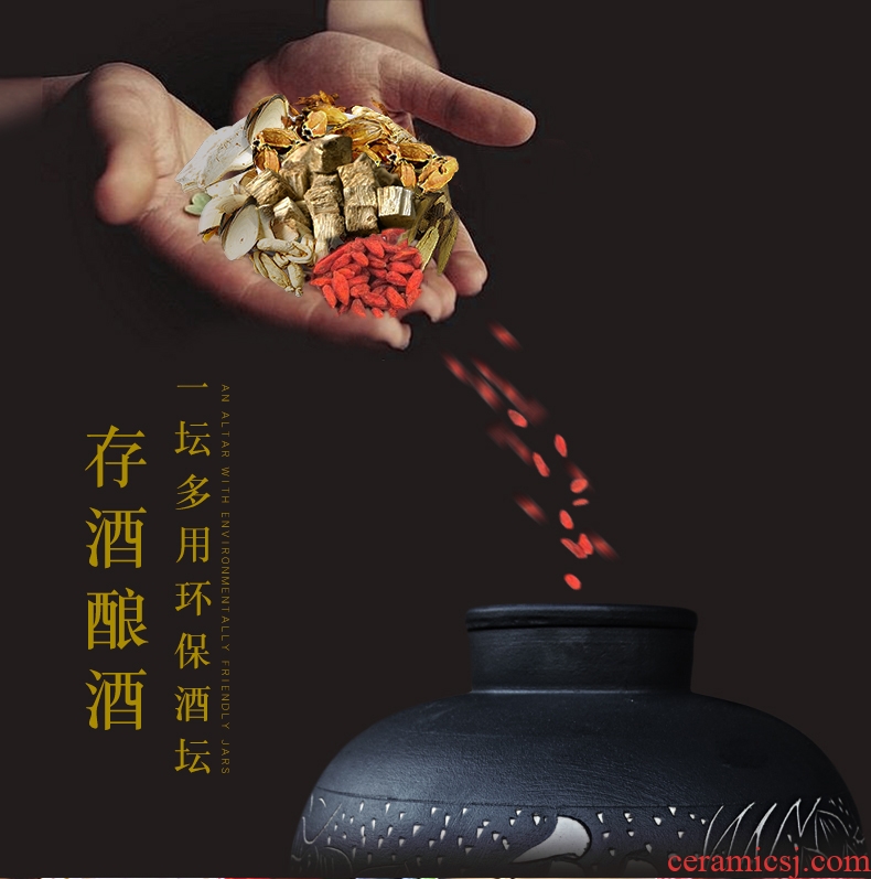 Jingdezhen ceramic jar 10 jins sealing ceramic bottle 20 jins wine pot home wine canners 50 pounds