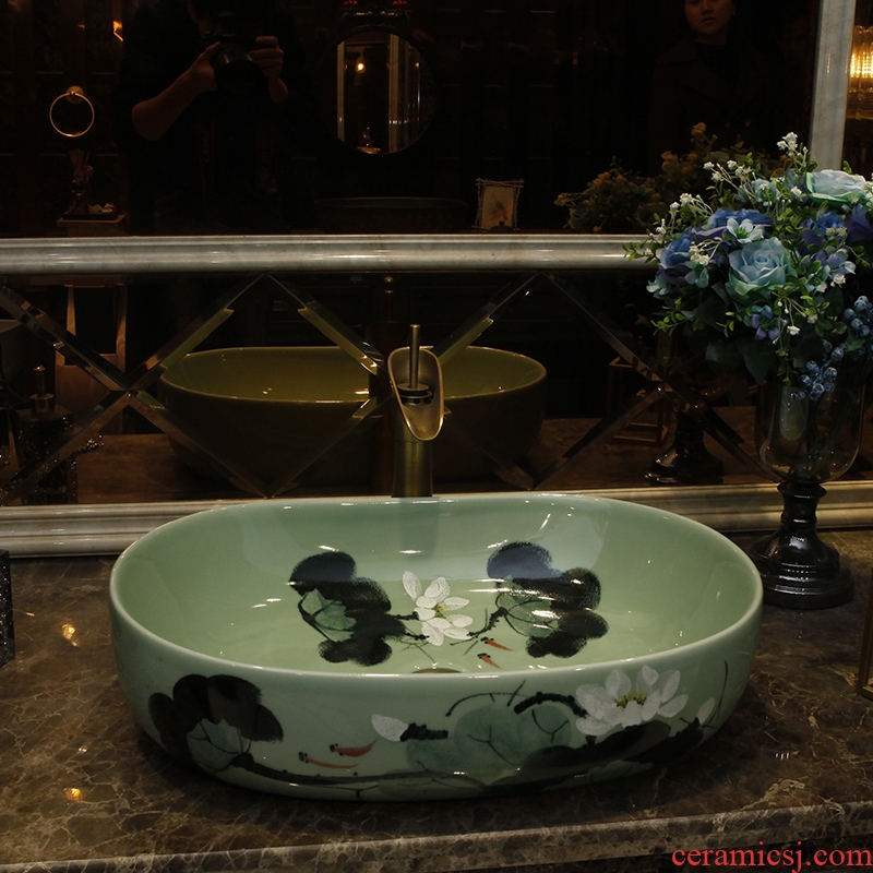 More European ceramic lavabo stage basin bathroom sinks oval of the basin that wash a face basin contracted