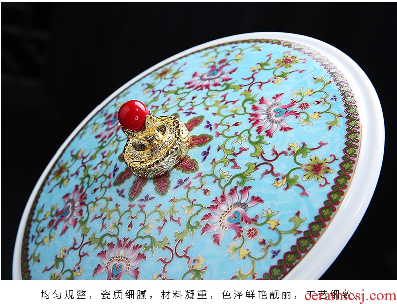 Chinese wind colored enamel puer tea cake ceramic tea pot white tea cake court wind puer tea boxes, wooden gift box