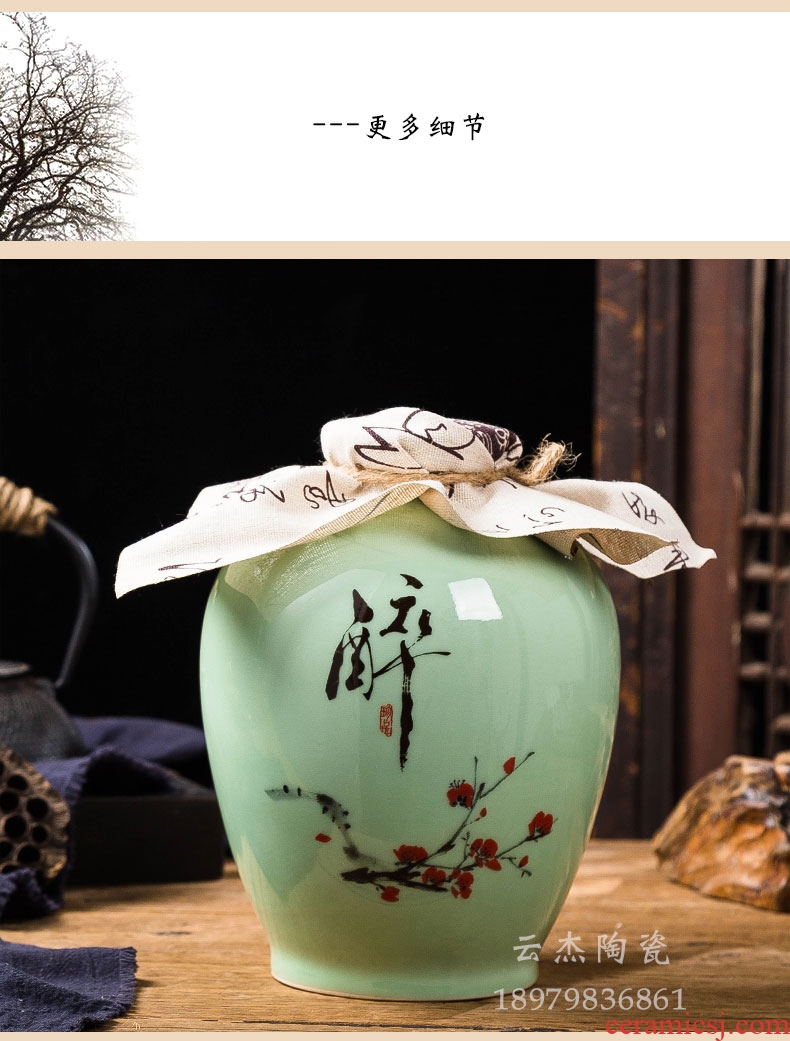 Empty wine bottle ceramic antique bottles 1/2/3/5/10 jin household liquor seal storage jar little hip