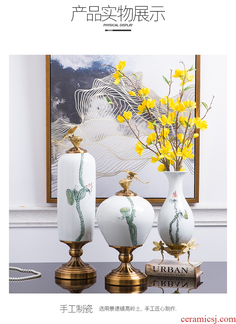 Jingdezhen hand - made creative ceramic vases, flower arrangement sitting room TV ark of new Chinese style porch home furnishing articles