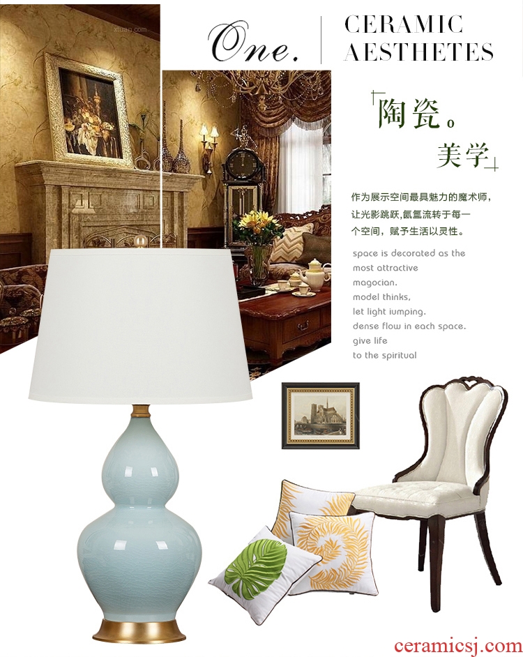 The New Chinese American ceramic desk lamp auspicious gourd hotel villa clubhouse bedroom the head of a bed the sitting room porch decoration