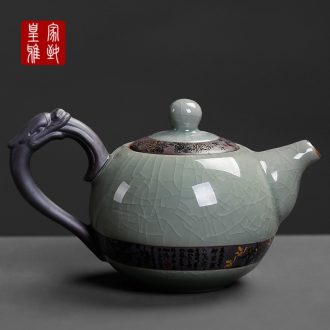 Kung fu tea set one elder brother up with little teapot with ceramic ice to crack the single pot with black tea tieguanyin tea is large
