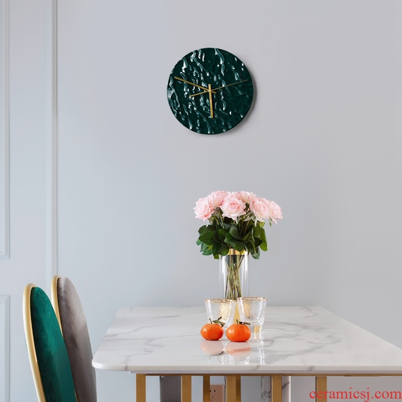Nordic light key-2 luxury art ceramic wall clock home sitting room is contracted and creative move fashion decoration clock round the clock