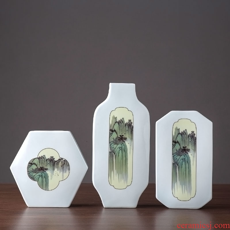 Ceramic vase household sitting room adornment of new Chinese style table furnishing articles Nordic light floor key-2 luxury arranging flowers, dried flowers adornment