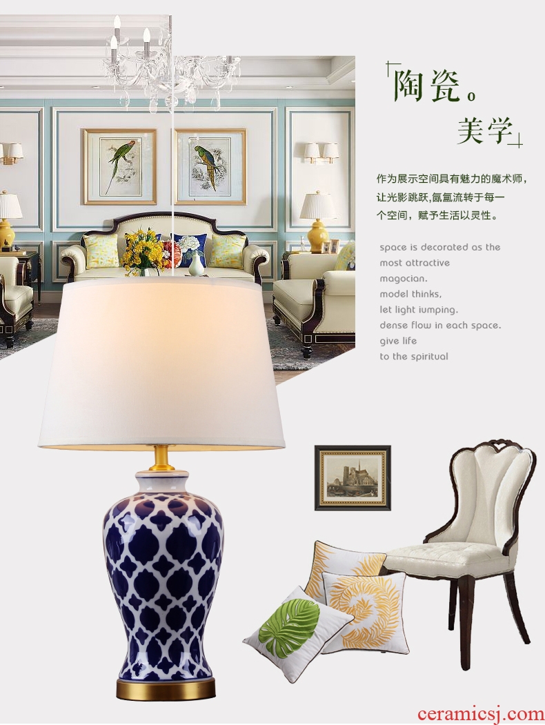 American rural contracted hotel villa clubhouse retro ceramic desk lamp bedroom the head of a bed in the sitting room porch decoration lamps and lanterns