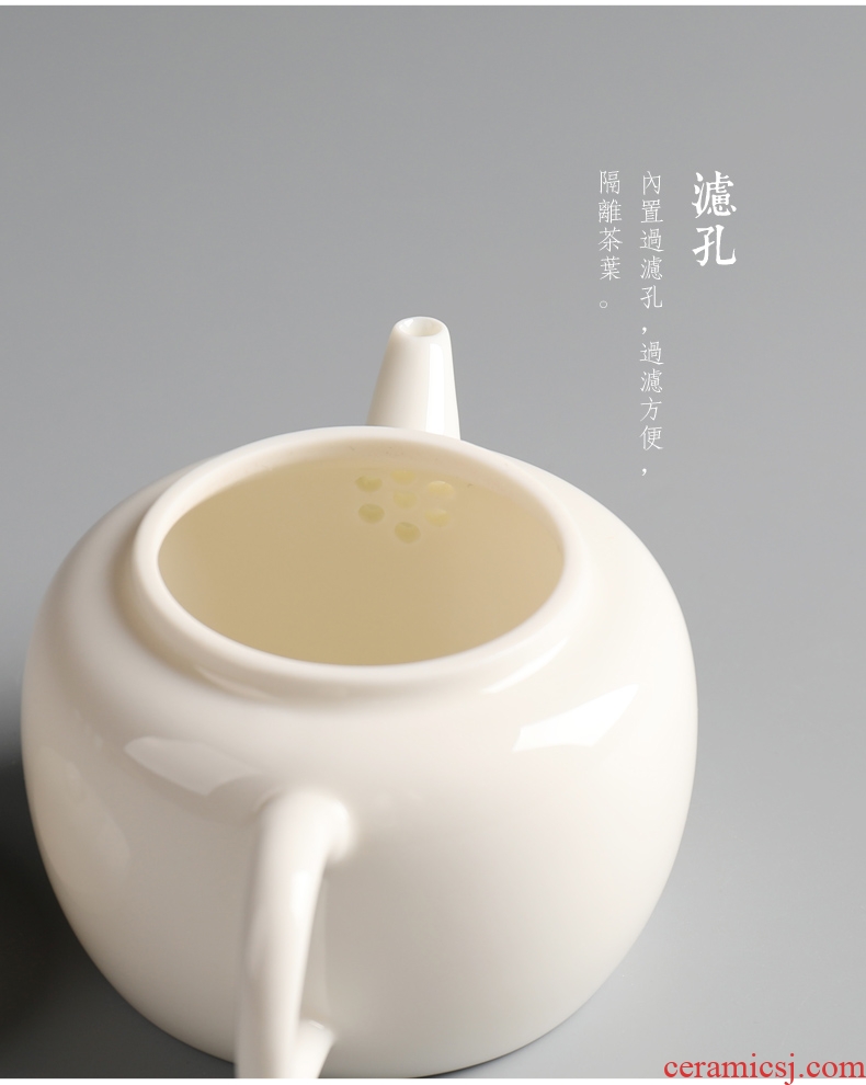 Is good source white porcelain ceramic teapot tea dehua porcelain household small kung fu jade teapot single pot of tea pot