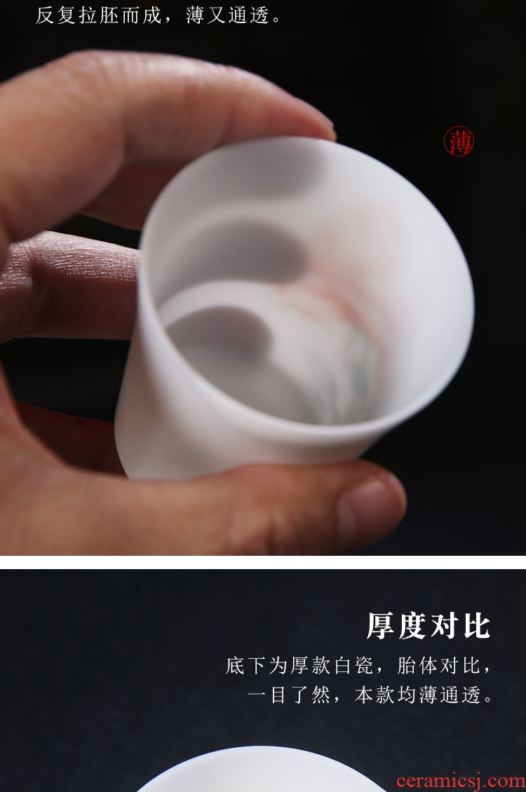 The Product single CPU dehua porcelain sink cup padding thin white porcelain, ceramic masters cup manual hand - made tea tea cup