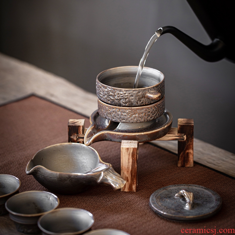 Ceramic contracted retro fortunes make tea tea set lazy millstones automatic home office