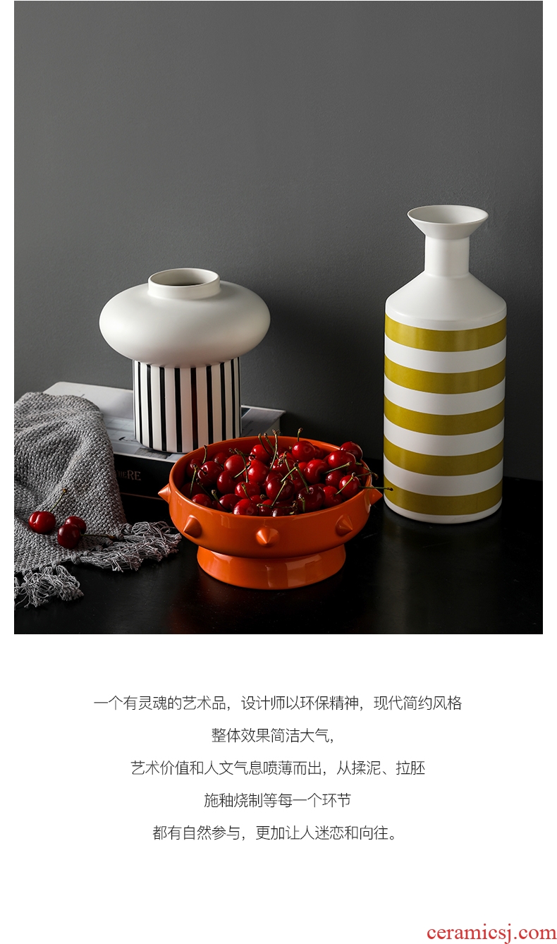 I and contracted sitting room creative checking ceramic vase Nordic compote example room decoration flower tea table, suit