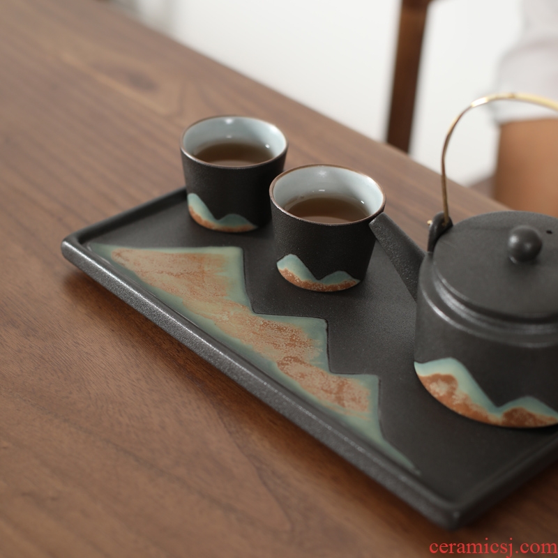 Ceramic tea tray is good source of household dry plate of kung fu tea tray was dry dip simple Japanese small coarse pottery tea tray tea tray