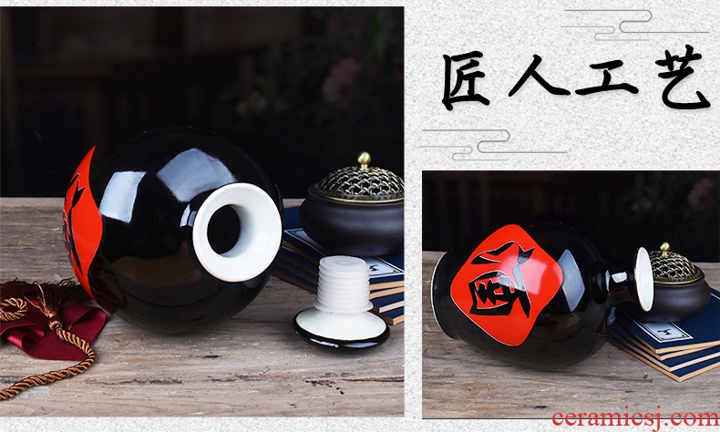 Jingdezhen ceramic bottle 1 catty home empty wine bottle 5 jins of 10 jins mercifully wine wine jar jar sealing 2 jins