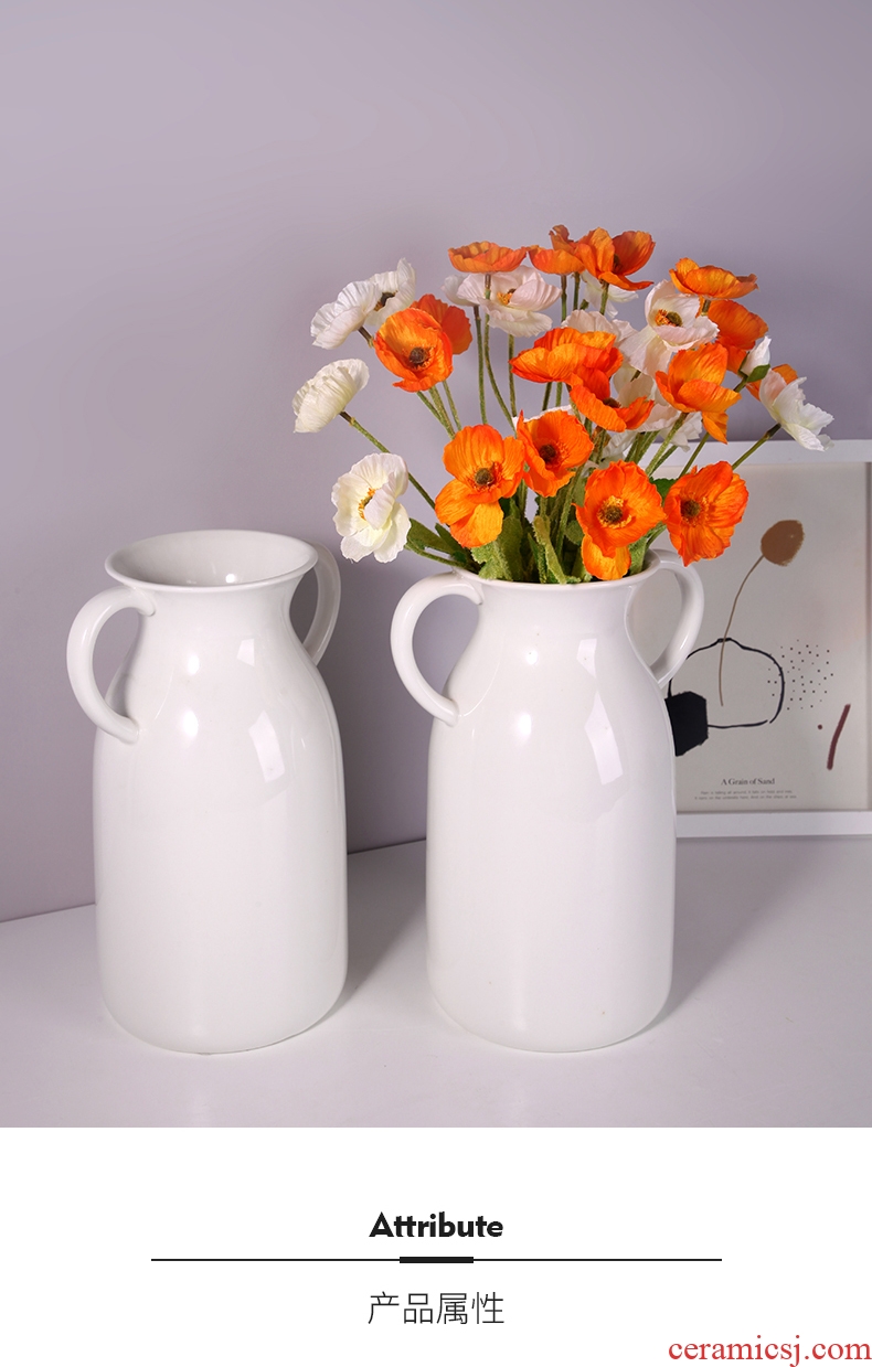 The Nordic contracted ears lift pot of flower arrangement table vase in The sitting room porch creative ceramic household soft adornment is placed
