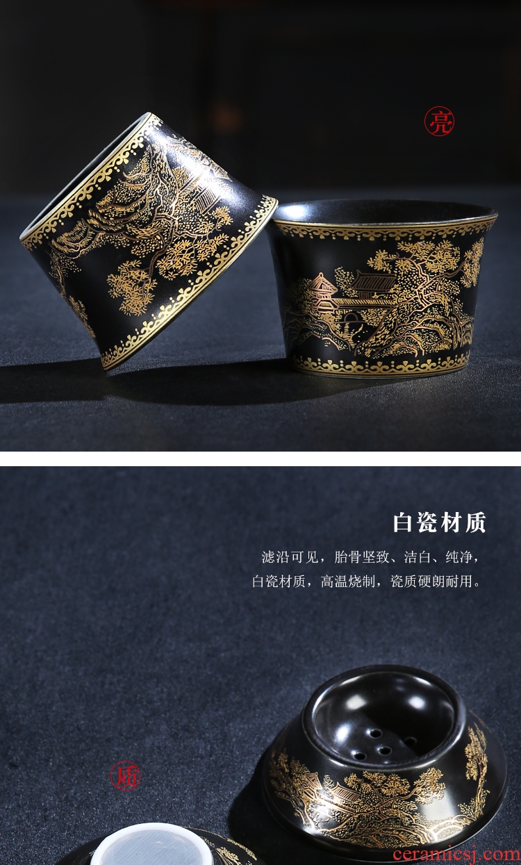 The Product China hui ji blue glaze heavy paint a complete set of ceramic kung fu tea set suits for covered bowl and cup sample tea cup gift boxes