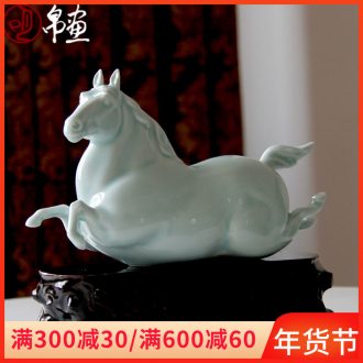 Jingdezhen ceramic horse furnishing articles celadon auspicious household manual its sitting room porch success of feng shui