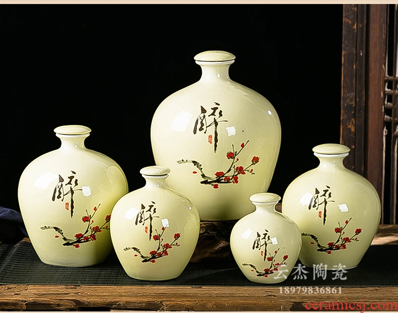 Empty wine bottle ceramic antique bottles 1/2/3/5/10 jin household liquor seal storage jar little hip