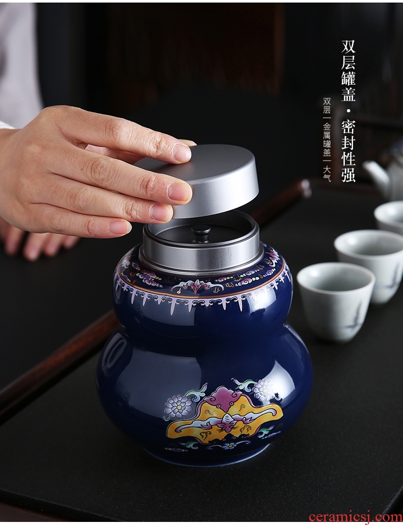 Auspicious margin of colored enamel porcelain tea pot cover cloth gift boxes tin medium household red green tea pu - erh tea seal pot