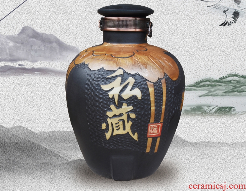 Jingdezhen ceramic jar mercifully wine 10 jins home it 20 jins seal wine jar of antique Chinese wine jars