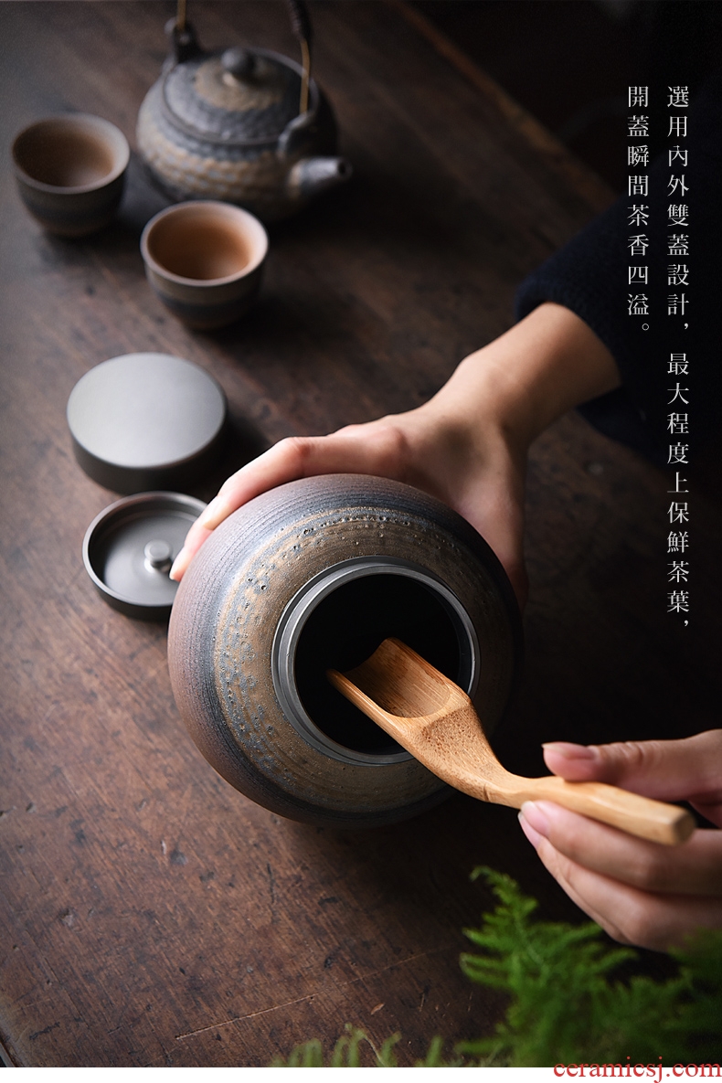 Coarse pottery tea pot sealed cover gold iron glaze ceramic firewood household size storage tank tea pot