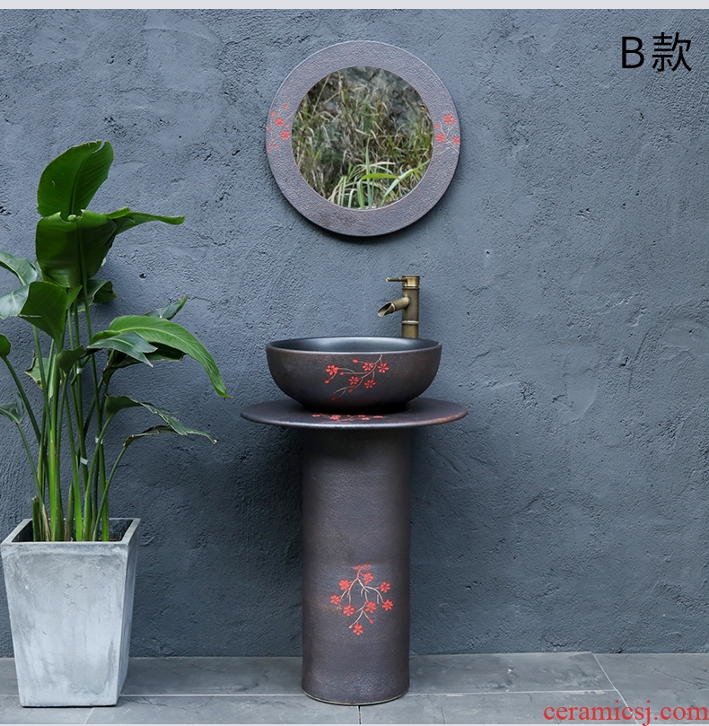 Pillar type lavatory name plum lavabo ceramic household balcony ground vertical column basin integrated is suing the toilet