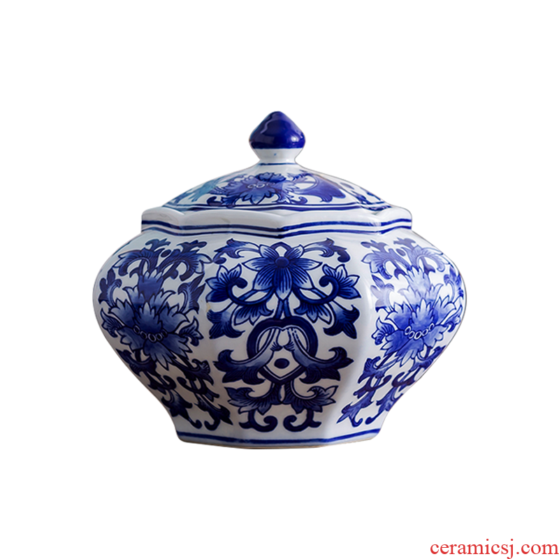 Jingdezhen ceramic porcelain jar of home decoration of Chinese style restoring ancient ways is the sitting room place vase flower arrangement home with cover storage