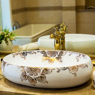 The oval art basin on its European creative household ceramic lavatory toilet lavabo water basin