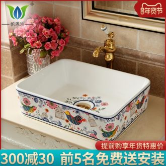 Wash a face on the ceramic bowl, square, large size European art basin sink toilet Wash gargle restoring ancient ways round