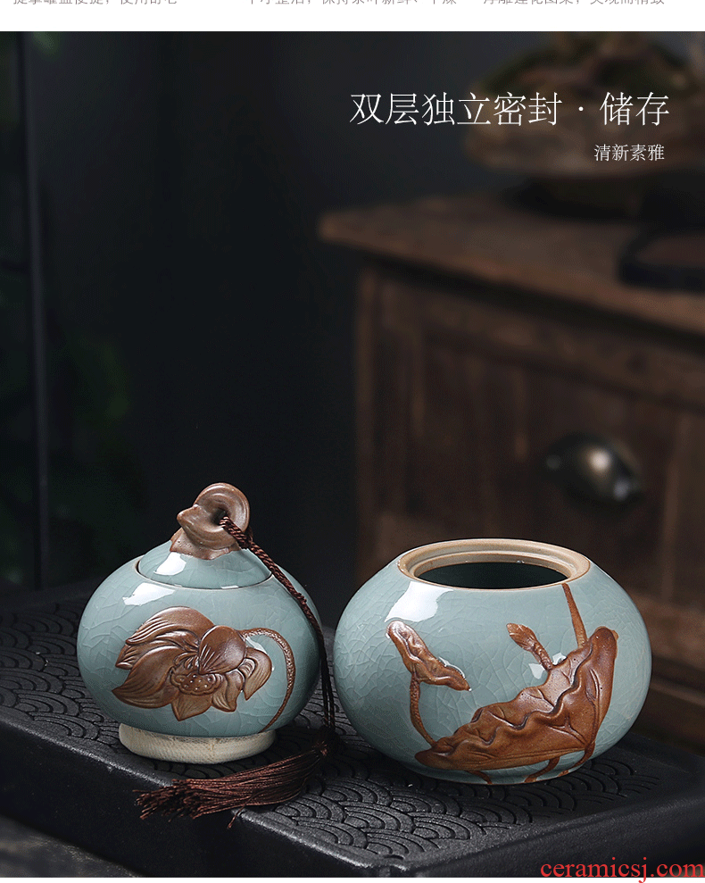 Elder brother up with violet arenaceous caddy fixings ceramic POTS large seal pot household gourd furnishing articles puer tea custom box