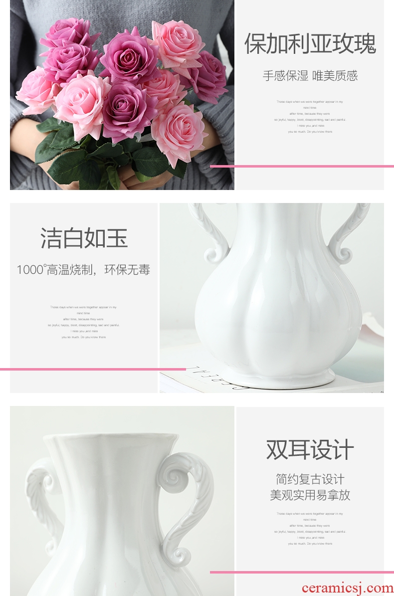 Europe type restoring ancient ways of pottery and porcelain vase furnishing articles home living room table flower arranging hydroponics simulation flowers rose decorative flowers